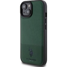 ZORE U.S. Polo Assn. iPhone 15 Kılıf U.s. Polo Assn. Orjinal Lisanslı Suni Deri Baskı Logolu Örgü Desenli Yeşil