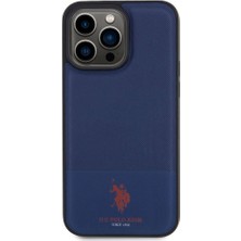 ZORE U.S. Polo Assn. iPhone 15 Pro Kılıf U.s. Polo Assn. Orjinal Lisanslı Suni Deri Baskı Logolu Örgü Desenli Lacivert