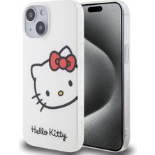 Hello Kitty iPhone 15 Kılıf Hello Kitty Orjinal Lisanslı Yazı ve Ikonik Logolu Kitty Head Kapak Beyaz