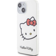 Hello Kitty iPhone 15 Kılıf Hello Kitty Orjinal Lisanslı Yazı ve Ikonik Logolu Kitty Head Kapak Beyaz