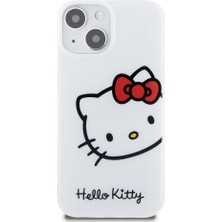 Hello Kitty iPhone 15 Kılıf Hello Kitty Orjinal Lisanslı Yazı ve Ikonik Logolu Kitty Head Kapak Beyaz