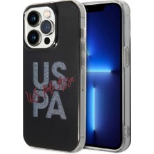U.S. Polo Assn. iPhone 15 Pro Kılıf U.s. Polo Assn. Orjinal Lisanslı Simli Parlak Alfabe Tasarım Kapak Siyah