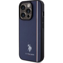 ZORE U.S. Polo Assn. iPhone 15 Pro Kılıf U.s. Polo Assn. Orjinal Lisanslı Üç Renk Şerit Tasarımlı Baskı Logolu Lacivert