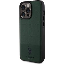 ZORE U.S. Polo Assn. iPhone 15 Pro Max Kılıf U.s. Polo Assn. Orjinal Lisanslı Suni Deri Baskı Logolu Örgü Desenli Yeşil