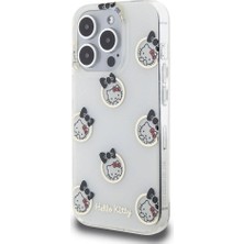 Hello Kitty iPhone 15 Pro Kılıf Hello Kitty Orjinal Lisanslı Elektroplating Kaplama Kabarcık Baskılı Kapak Beyaz