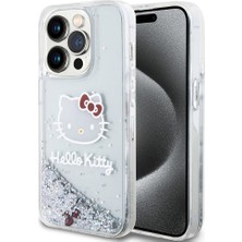 Hello Kitty iPhone 15 Pro Kılıf Hello Kitty Orjinal Lisanslı Ikonik Sıvılı Glitter Kapak Şeffaf