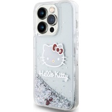 Hello Kitty iPhone 15 Pro Kılıf Hello Kitty Orjinal Lisanslı Ikonik Sıvılı Glitter Kapak Şeffaf