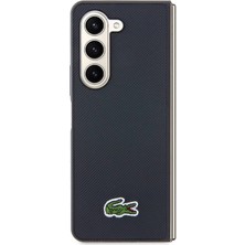 Lacoste Galaxy Z Fold 5 Kılıf Lacoste Orjinal Lisanslı Pu Pike Desenli Yüzey Ikonik Timsah Logolu Lacivert