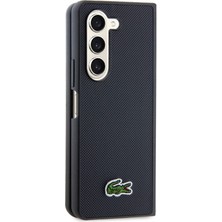 Lacoste Galaxy Z Fold 5 Kılıf Lacoste Orjinal Lisanslı Pu Pike Desenli Yüzey Ikonik Timsah Logolu Lacivert