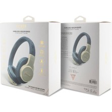 Guess Orjinal Lisanslı Bluetooth Kulaklık Script Gold Serisi Metal Yazı Logolu 4g Desenli Mavi