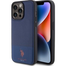 U.S. Polo Assn. iPhone 15 Pro Max Kılıf U.s. Polo Assn. Orjinal Lisanslı Suni Deri Baskı Logolu Örgü Desen Lacivert