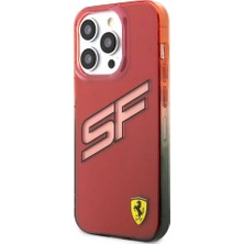 Ferrari iPhone 15 Pro Max Kılıf Ferrari Orjinal Lisanslı Transparan Sf Yazılı Kenarları Renk Geçişli Kırmızı