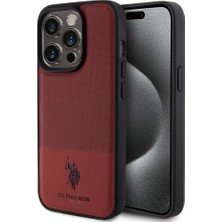 U.S. Polo Assn. iPhone 15 Pro Kılıf U.s. Polo Assn. Orjinal Lisanslı Suni Deri Baskı Logolu Örgü Desenli Kırmızı