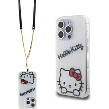 Hello Kitty iPhone 15 Pro Kılıf Hello Kitty Orjinal Lisanslı Askılı Yazı ve Ikonik Logolu Daydreaming Beyaz