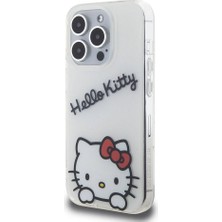 Hello Kitty iPhone 15 Pro Kılıf Hello Kitty Orjinal Lisanslı Askılı Yazı ve Ikonik Logolu Daydreaming Beyaz