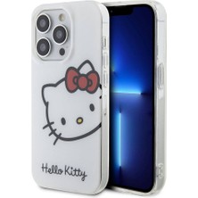 Hello Kitty iPhone 15 Pro Kılıf Hello Kitty Orjinal Lisanslı Yazı ve Ikonik Logolu Kitty Head Kapak Beyaz