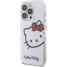 Hello Kitty iPhone 15 Pro Kılıf Hello Kitty Orjinal Lisanslı Yazı ve Ikonik Logolu Kitty Head Kapak Beyaz