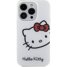 Hello Kitty iPhone 15 Pro Kılıf Hello Kitty Orjinal Lisanslı Yazı ve Ikonik Logolu Kitty Head Kapak Beyaz