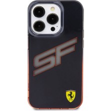 Ferrari iPhone 15 Pro Max Kılıf Ferrari Orjinal Lisanslı Transparan Sf Yazılı Kenarları Renk Geçişli Siyah