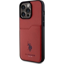 U.S. Polo Assn. iPhone 15 Pro Max Kılıf U.s. Polo Assn. Orjinal Lisanslı Baskı Logolu Pu Kartlıklı Kapak Kırmızı