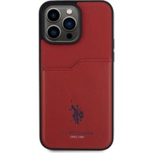 U.S. Polo Assn. iPhone 15 Pro Max Kılıf U.s. Polo Assn. Orjinal Lisanslı Baskı Logolu Pu Kartlıklı Kapak Kırmızı