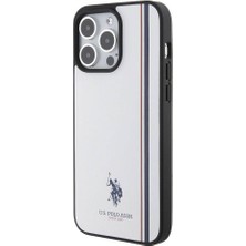 U.S. Polo Assn. iPhone 15 Pro Max Kılıf U.s. Polo Assn. Orjinal Lisanslı Üç Renk Şerit Tasarımlı Baskı Logolu Beyaz