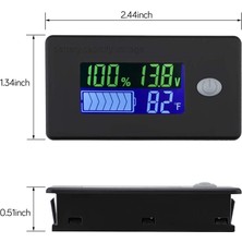 Kapasite Monitörü, 10-100V Metre, 12V 24V 48V Yüzde Gerilim Fahrenheit Sıcaklık Göstergesi Ölçer (Yurt Dışından)