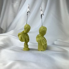 Oasis Decoration Küf Yeşili Michelangelo ve Brutus Heykel 2'li Not Tutucu Set Fotoğraf Tutucu