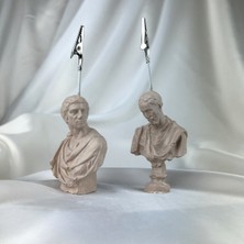 Oasis Decoration Krem Michelangelo ve Brutus Heykel 2'li Not Tutucu Set