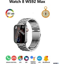 Winex Watch 8 WS92 Max Amoled Ekran Android İos HarmonyOs Uyumlu Akıllı Saat Gümüş