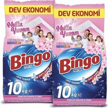 Bingo Matik 10 kg Mutlu Yuvam Renkliler ve Beyazlar Toz Çamaşır Deterjanı Ekonomi Paketi 2'li