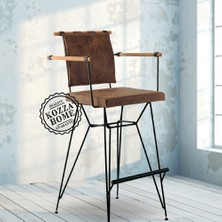 Kozza Home Penyez Ahşap Kol Bar Sandalye Kahve - 65 cm