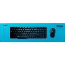 RAPOO 18431 X1800S Nano Alıcılı Kablosuz Türkçe Klavye Optik Mouse Set,Siyah