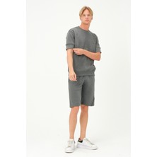 Msw Erkek Kısa Kollu Oversize Gri T-Shirt