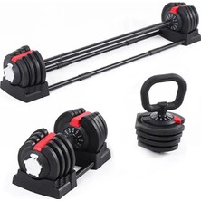 Multiflex Deluxe Ayarlanabilir 3 In 1 Dumbell Seti Ağırlık Dambıl Halter Set Kettlebell 20 kg
