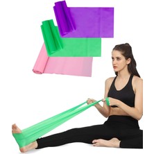 Multiflex Pilates Bandı 3 Lü Set 3 Farklı Direnç Seviyesinde 150X15 cm Pilates Lastiği Egzersiz Aerobik Band