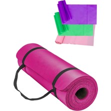 Multiflex 15 mm Taşıma Askılı Pilates Minderi 1.5 cm Pilates Minderi Mati + 3 Lü Direnç Pilates Bandı Lastiği