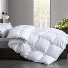 Vessino Home Çift Kişilik Yorgan Silikon Dolgu Elyaf Microfiber Yüzey Beyaz Termal 195X215 Diamant Serisi