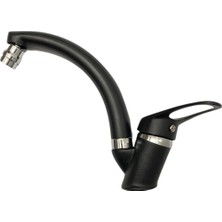 Elmina Armatür Siyah Krom Oynar Başlıklı Mix Mutfak Eviye Bataryası Çeşmesi Musluğu