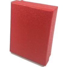 Özer Kutu Kabartma Desenli Kırmızı Sert Kolye& Mini Set Kutusu 24'lü Paket ( Içi Süngerli )