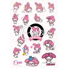 Sanrio Kuromi Hello Kitty 4 Sayfa 77 Etiket Planlayıcı Bullet Journal Telefon Sticker Set