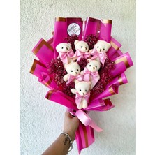 Bubble Design Teddy Bear Pembe Ayıcık Buketi