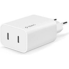 XML Dünyası T.tec 2SCS27B Ttec Smartcharger Duo Pd 40W Seyahat Hızlı Şarj Aleti Usb-C + Usb-C Beyaz