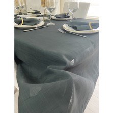 Zeren Home Polyester Keten Dertsiz Masa Örtüsü Füme + 6 Peçete