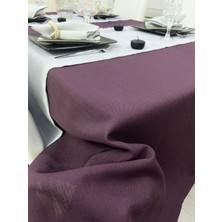 Zeren Home Polyester Keten Dertsiz Masa Örtüsü Mürdüm + 12 Peçete