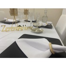 Zeren Home Sıvı Geçirmez Keten Dertsiz Masa Örtüsü Beyaz + 12 Peçete