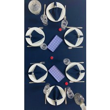 Zeren Home Polyester Keten Dertsiz Masa Örtüsü Lacivert + 6 Peçete