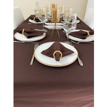 Zeren Home Sıvı Geçirmez Keten Dertsiz Masa Örtüsü Kahverengi