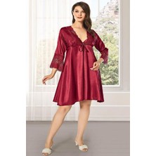Alissa 8610 Kadın Çeyizlik Saten 6'lı Set-Bordo AA8610