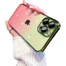 Iphone 12 Pro Kılıf Kamera Korumalı Renk Geçişli Şeffaf Sert Rainbow Silikon Kapak Glass Case